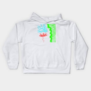 Green red orange watercolor abstract art Kids Hoodie